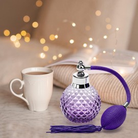 Coolrunner Crystal Art Vintage Style Refillable Perfume Atomizer Long Spray Bottle 100ml(Purple)