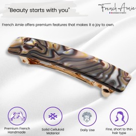 French Amie Small 2 1/4 inch Celluloid Handmade Hair Barrette No Slip Grip Durable Styling Women Hair Accessories Hair Clip for Girls, Made in France(Onyx Silver Grey) French Amie Small 2 1/4 inch Celluloid Handmade Hair Barrette No Slip Grip Durable Styling Women Hair Accessories Hair Clip for Girls, Made in France(Onyx Silver Grey)