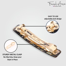 French Amie Small 2 1/4 inch Celluloid Handmade Hair Barrette No Slip Grip Durable Styling Women Hair Accessories Hair Clip for Girls, Made in France(Onyx Silver Grey) French Amie Small 2 1/4 inch Celluloid Handmade Hair Barrette No Slip Grip Durable Styling Women Hair Accessories Hair Clip for Girls, Made in France(Onyx Silver Grey)