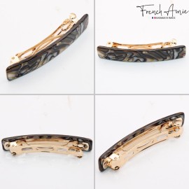 French Amie Small 2 1/4 inch Celluloid Handmade Hair Barrette No Slip Grip Durable Styling Women Hair Accessories Hair Clip for Girls, Made in France(Onyx Silver Grey) French Amie Small 2 1/4 inch Celluloid Handmade Hair Barrette No Slip Grip Durable Styling Women Hair Accessories Hair Clip for Girls, Made in France(Onyx Silver Grey)