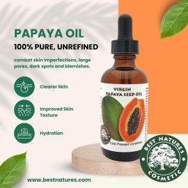Pure Papaya Seed Oil - Cold-Pressed Organic Papaya Oil for Face, Skin, and Hair, Anti-Aging, Moisturizer, Natural Enzyme-Rich Carrier Oil (2oz) Pure Papaya Seed Oil - Cold-Pressed Organic Papaya Oil for Face, Skin, and Hair, Anti-Aging, Moisturizer, Natural Enzyme-Rich Carrier Oil (2oz)