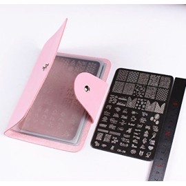 FingerAngel 4PCS XL Stamping Nail Art Plates with 1stamper,1scraper and 1 Pcs Pink Stamping Plate Organizer FingerAngel 4PCS XL Stamping Nail Art Plates with 1stamper,1scraper and 1 Pcs Pink Stamping Plate Organizer