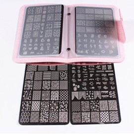 FingerAngel 4PCS XL Stamping Nail Art Plates with 1stamper,1scraper and 1 Pcs Pink Stamping Plate Organizer FingerAngel 4PCS XL Stamping Nail Art Plates with 1stamper,1scraper and 1 Pcs Pink Stamping Plate Organizer