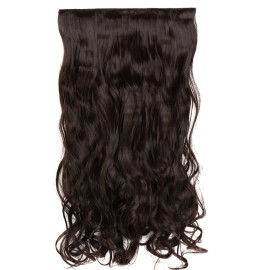 S-noilite Elegant 29(73cm) Longest Curly Dark Brown 3/4 Full Head One Piece 5 Clips Clip in Hair Extensions