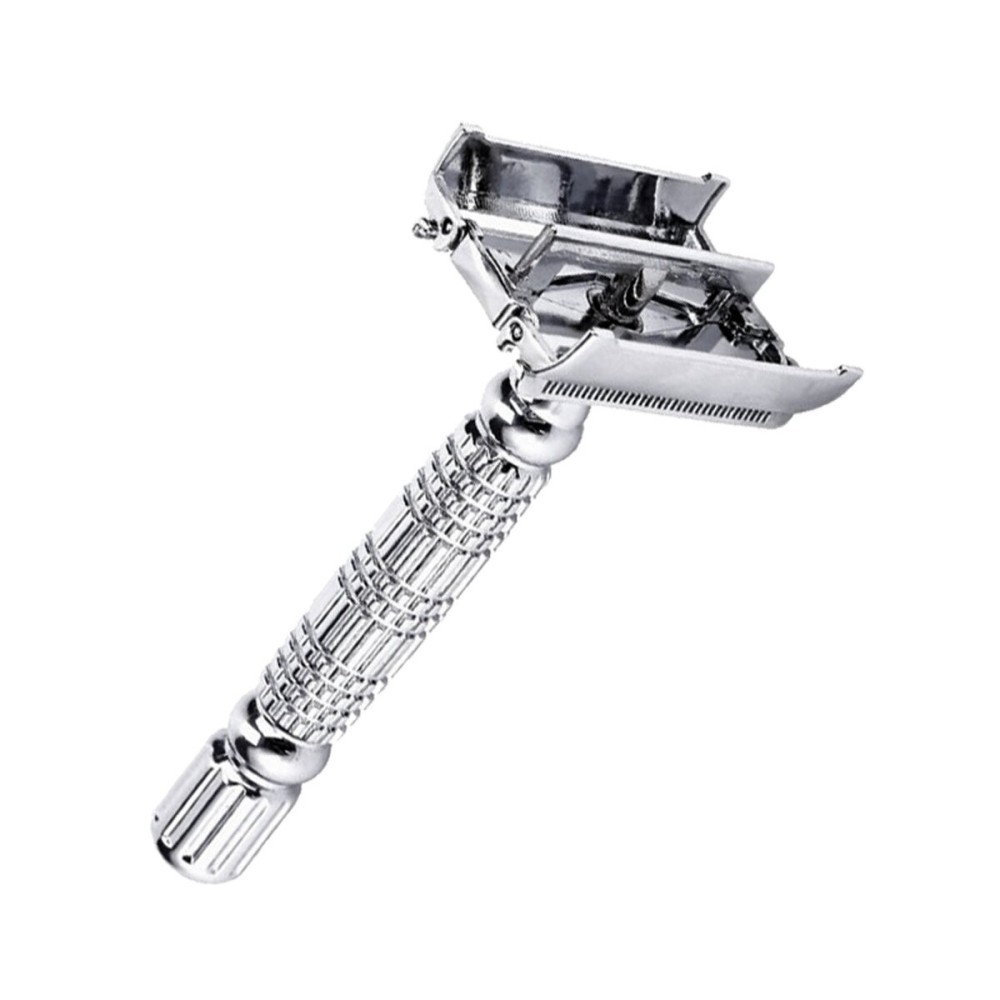 RAZILO Ultimate Butterfly Safety Razor - Heavy Duty Twist To Open Double Edge Safety Razor for Men; Shaving Kit with Mirrored Travel Case and Stainless Steel Double Edge Blade