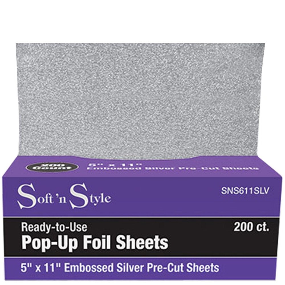 Burmax Soft \'N Style 200 Embossed Pop-Up Hair Coloring Foil Sheets 5 x11 HC-SNS611SLV