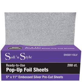 Burmax Soft \'N Style 200 Embossed Pop-Up Hair Coloring Foil Sheets 5 x11 HC-SNS611SLV
