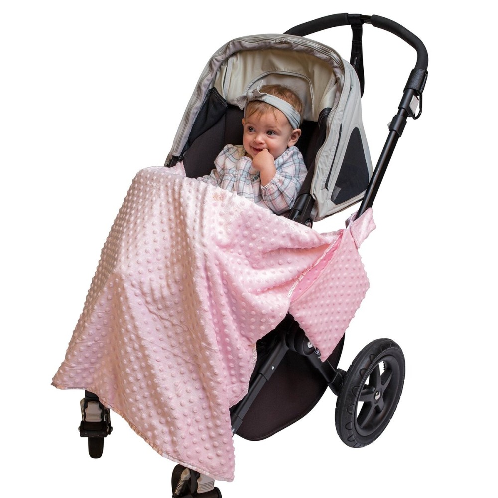 J.L. Childress Cuddle \'N Cover Stroller Blanket - Soft Baby Blanket for Travel, Car Seat, & Strollers, All-Weather Sun & Shade Protection for Infant & Toddler, Silky & Minky Fabric - 30 x 30, Pink