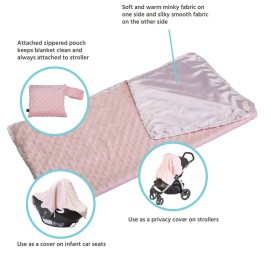 J.L. Childress Cuddle \'N Cover Stroller Blanket - Soft Baby Blanket for Travel, Car Seat, & Strollers, All-Weather Sun & Shade Protection for Infant & Toddler, Silky & Minky Fabric - 30 x 30, Pink