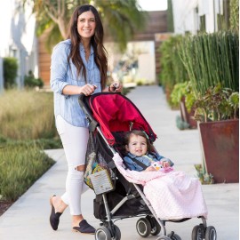 J.L. Childress Cuddle \'N Cover Stroller Blanket - Soft Baby Blanket for Travel, Car Seat, & Strollers, All-Weather Sun & Shade Protection for Infant & Toddler, Silky & Minky Fabric - 30 x 30, Pink