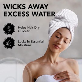 desired body Microfiber Hair Wrap for Women - Extra Large 45 x 25 Anti-Frizz Quick Dry, Breathable Waffle Knit Towel with Elastic Loop for All Hair Types - Microfiber Towel