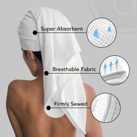 desired body Microfiber Hair Wrap for Women - Extra Large 45 x 25 Anti-Frizz Quick Dry, Breathable Waffle Knit Towel with Elastic Loop for All Hair Types - Microfiber Towel