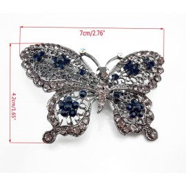 yueton New Crystal Rhinestone Butterfly Hair Clip Hair Accessories, Wedding Bride Headwear Hairpin