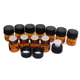 ELFENSTALL 50Pcs 2ml Oil Bottles for Essential Oils (5/8 Dram) Amber Glass Vials Bottles, with Orifice Reducers and Black Caps