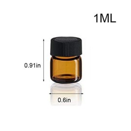 Simple-e 50pcs 1ml (1/4 Dram) Amber Mini Glass Bottle 1cc Amber Sample Vial Small Essential Oil Bottle Travel Must + 1pc Glass Clean Cloth