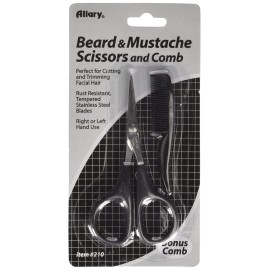 Allary Men\'s Beard and Mustache Scissors, Mini Comb Trimming Kit