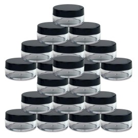 Beauticom (Quantity: 20 Pieces) 10G/10ML Round Clear Jars with Black Lids for Lotion, Creams, Toners, Lip Balms, Makeup Samples - BPA Free