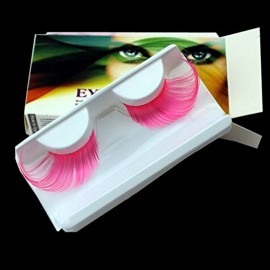 AnHua New Sexy Fun Ladies Styles Handmade Reusable Long Thick Fancy Party Feather False Eyelashes Makeup Eye Lashes (Pink)