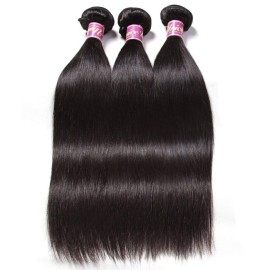 UNICE Hair 10A Malaysian Straight Human Hair 3 Bundles Unprocessed Virgin Human Hair Weave Extensions (22 24 26 inch)