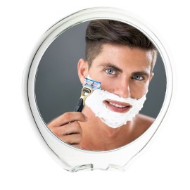 JiBen Fogless Shower Mirror with Power Locking Suction Cup, Built-in Razor Hook and 360 Degree Rotating Adjustable Arm, Personal Fog Free Bathroom Shaving Mirror (Clear)