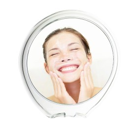 JiBen Fogless Shower Mirror with Power Locking Suction Cup, Built-in Razor Hook and 360 Degree Rotating Adjustable Arm, Personal Fog Free Bathroom Shaving Mirror (Clear)