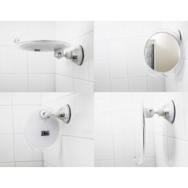 JiBen Fogless Shower Mirror with Power Locking Suction Cup, Built-in Razor Hook and 360 Degree Rotating Adjustable Arm, Personal Fog Free Bathroom Shaving Mirror (Clear)