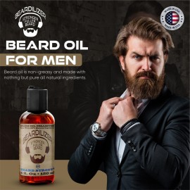 Beardilizer Beard Strong Beard Oil for Men - 100% Natural Growth Oil & Conditioner with Argan, Jojoba & Vitamin E - Softening, Moisturizing for Soft, Healthy Beard - 4 Oz