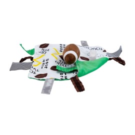 Baby Jack & Co 10x10 Football Sports Lovey Sensory Plush Blanket - Tag Toys for Babies - Baby Stroller Toys - Learn Shapes, Letters & Colors - MVP Baby Ball Toy & Baby Sports Gift