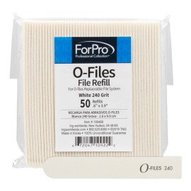 ForPro Professional Collection O-Files Replaceable File System Refills, White, 240 Grit, Manicure Nail File Refills, 3.9 L x .6 W, 50-Count ForPro Professional Collection O-Files Replaceable File System Refills, White, 240 Grit, Manicure Nail File Refills, 3.9 L x .6 W, 50-Count
