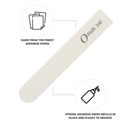 ForPro Professional Collection O-Files Replaceable File System Refills, White, 240 Grit, Manicure Nail File Refills, 3.9 L x .6 W, 50-Count