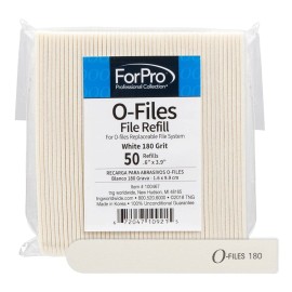 ForPro Professional Collection O-Files Replaceable File System, 180 Grit, Manicure Nail File Refills, 3.9 L x .6 W, White, 50-Count ForPro Professional Collection O-Files Replaceable File System, 180 Grit, Manicure Nail File Refills, 3.9 L x .6 W, White, 50-Count