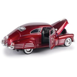 1948 Chevy Aerosedan Fleetline, Red - Motormax Premium American 73266 - 1/24 Scale Diecast Model Car, unisex-children