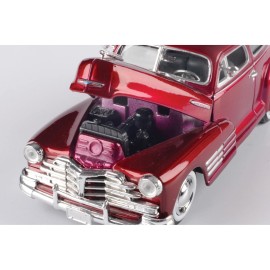 1948 Chevy Aerosedan Fleetline, Red - Motormax Premium American 73266 - 1/24 Scale Diecast Model Car, unisex-children