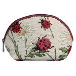 Signare Tapestry Cosmetic Bag Toiletry Makeup Bag for Women With Ladybug Floral Design (COSM-LDBD)
