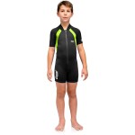 Cressi Kids Swimsuit Short Sleeve, Black/Lime, XXL