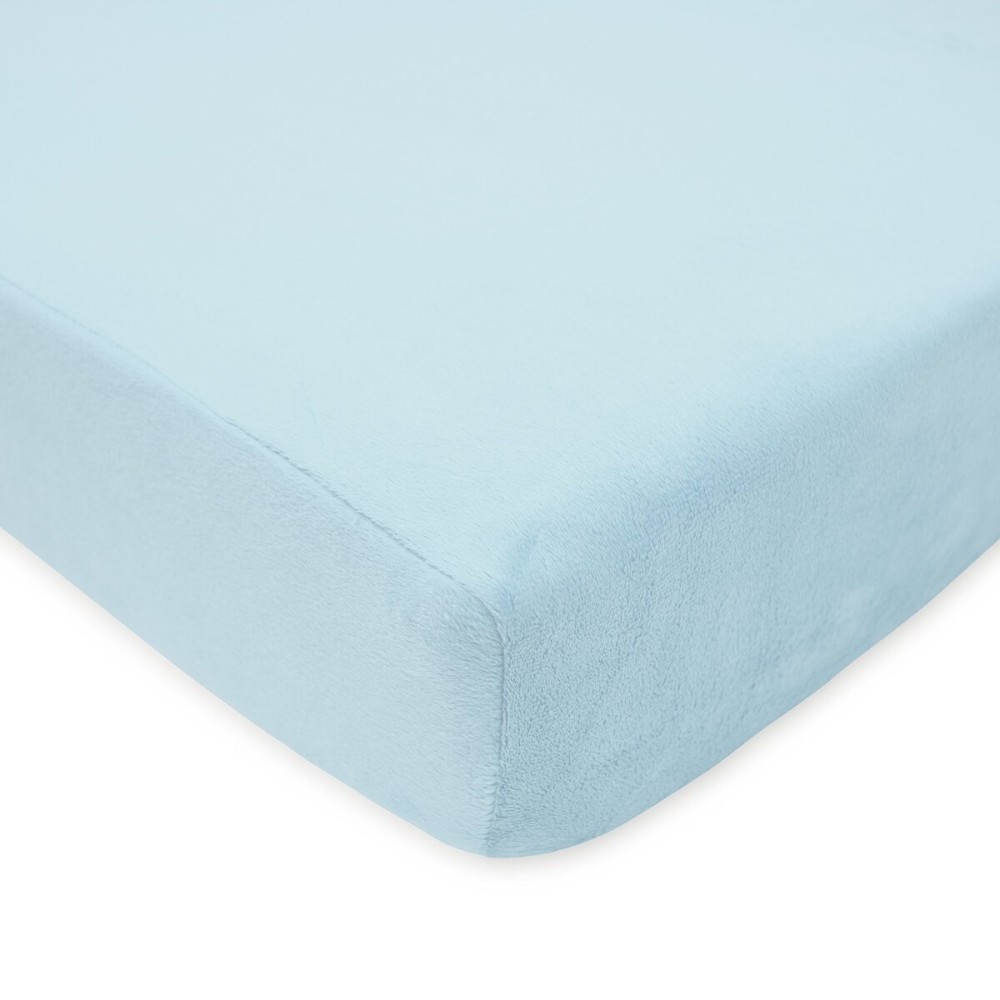 TL Care Heavenly Soft Chenille Fitted Crib Sheet 28 x 52, Warm and Cozy Neutral Chenille Sheet, Blue, for Boys and Girls, Fits Crib and Toddler Bed mattresses