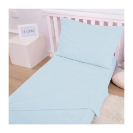 TL Care 100% Natural Cotton Jersey Knit 3-Piece Toddler Sheet Set, Blue, Soft Breathable, for Boys and Girls
