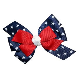 WEBB DIRECT2U WD2U Baby Girls 4.5 Red White Blue Star Spangled July 4th Hair Bow Stretch Headband