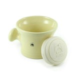 G.B.S Heavy Duty Ceramic Shaving Bowl/Mug Strong Pommel Handle -3 Oz All Natural Soap Included, Accessory for Soaps and Creams- for Wet Shave Lovers (Ivory)