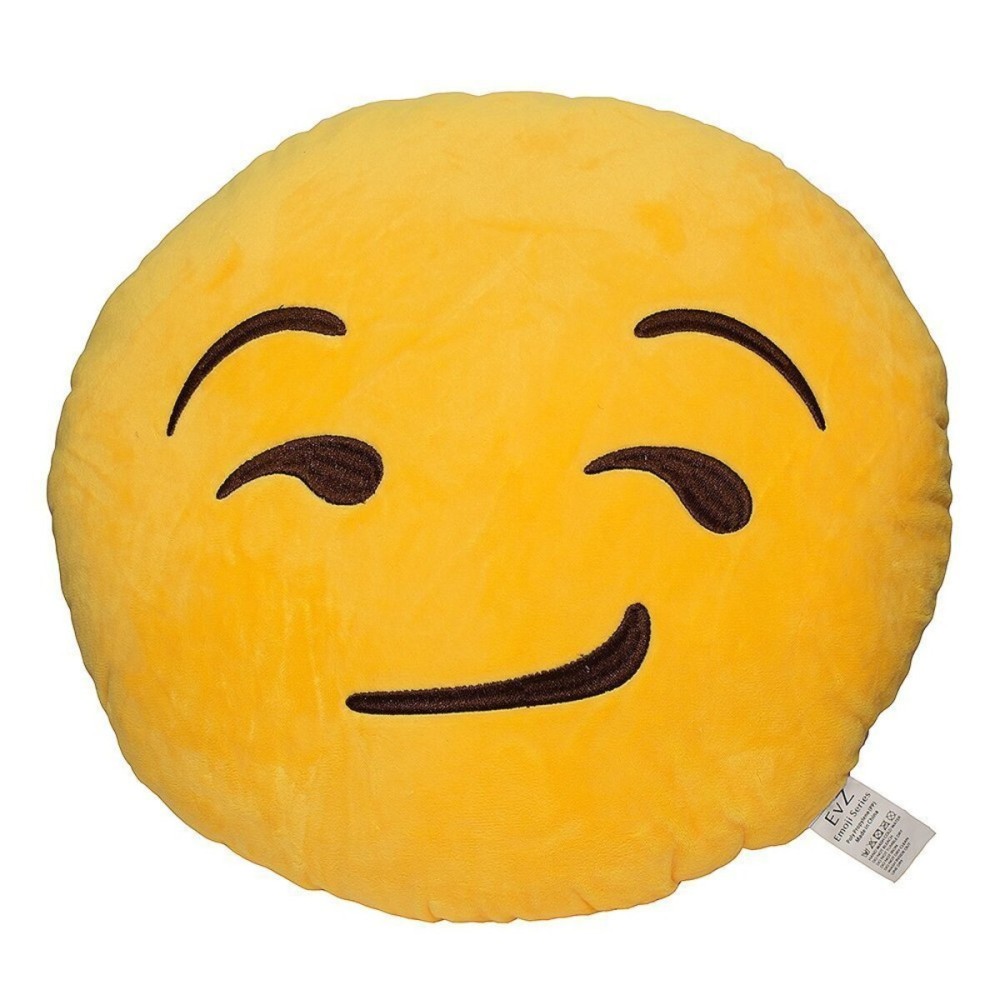 EvZ Emoji Cheese Smile Face Emoticon Cushion Stuffed Plush Soft Pillow, Official Certified, 32cm Yellow