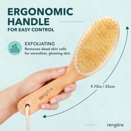 Exfoliating Back Scrubber for Shower, Dual-Use Body Scrubber for Wet/Dry Exfoliation, Dry Brushing Body Brush for Lymphatic Drainage, Natural Boar Bristles, Ergonomic Handle Cellulite Brush Gift Set