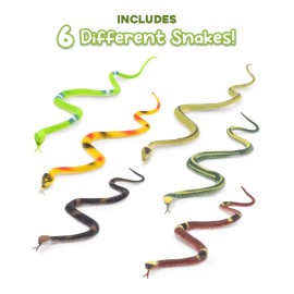 Fun Central 12-Pack Realistic Snakes - 14 Multicolor Snake Toys for Outdoor Decor, Pranks, and Bird, Rabbit, Squirrel Deterrent
