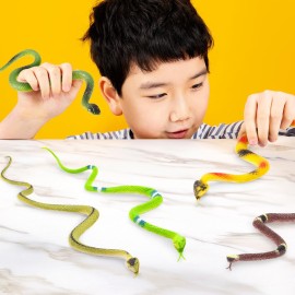Fun Central 12-Pack Realistic Snakes - 14 Multicolor Snake Toys for Outdoor Decor, Pranks, and Bird, Rabbit, Squirrel Deterrent