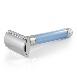 Edwin Jagger Double Edge Safety Razor With Long Handle (Blue) (Blue)