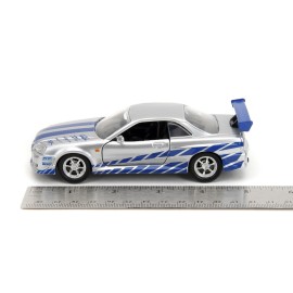 Jada Toys Fast & Furious 1:32 Brian\'s Nissan Skyline GT-R R34 Die-cast Car Silver/Blue, Toys for Kids and Adults
