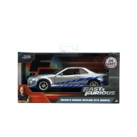 Jada Toys Fast & Furious 1:32 Brian\'s Nissan Skyline GT-R R34 Die-cast Car Silver/Blue, Toys for Kids and Adults