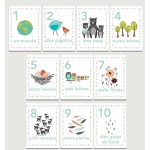 Our Earth Counting Wall Cards in Spanish, Number Flash Cards, Set of Ten 5x7 Wall Art Prints, Nursery Wall Art Decor, Kid\'s Art Decor, Gender Neutral Nursery, Nature Themed, Woodland Nursery, Playroom