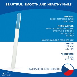 Mont Bleu Large Professional Glass Nail File - Genuine Czech Tempered Glass - Handmade in Czech Republic - Best Crystal Nail File for Natural Nails Mont Bleu Large Professional Glass Nail File - Genuine Czech Tempered Glass - Handmade in Czech Republic - Best Crystal Nail File for Natural Nails