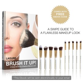 Lagure Premium Kabuki Makeup Brush Set - The Perfect Makeup Brushes for Your Eyeshadow, Contour Kit, Blush, Foundation, Concealer, Face Powder - Includes Cosmetic Brush Guide