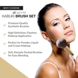 Lagure Premium Kabuki Makeup Brush Set - The Perfect Makeup Brushes for Your Eyeshadow, Contour Kit, Blush, Foundation, Concealer, Face Powder - Includes Cosmetic Brush Guide